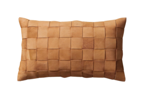 Woven Leather Lumbar Pillow