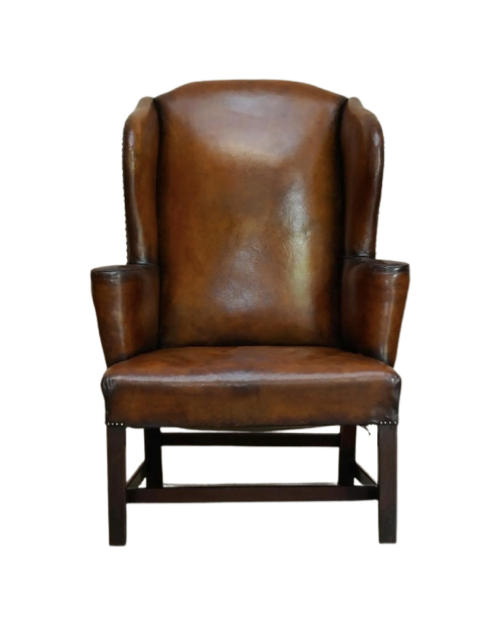 Antique Restored Wingback Leather Armchair