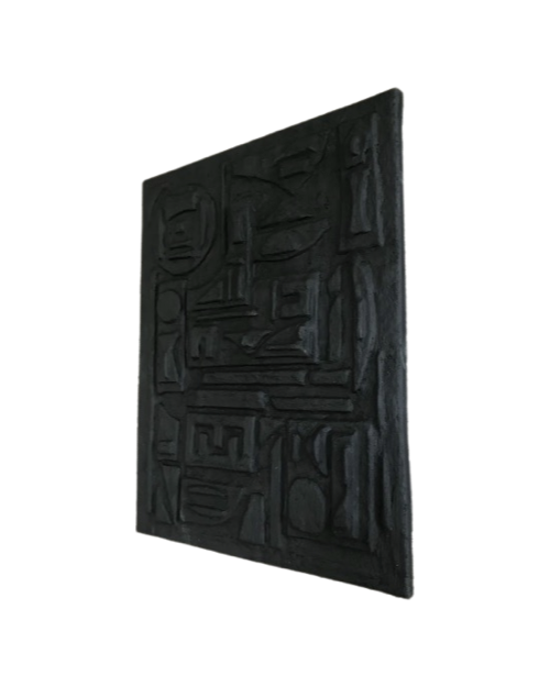 Black Plaster Sculptural Painting