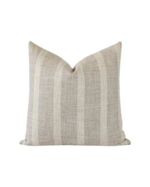 Grey Striped Linen Pillow Cover