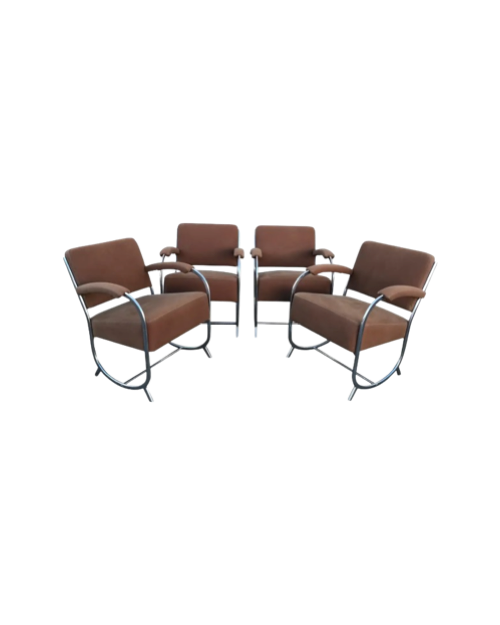 Streamline Modern Club Chairs, Set of 4