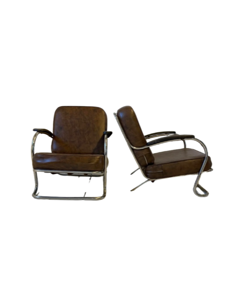 Pair of Art Deco Chrome Club Chairs