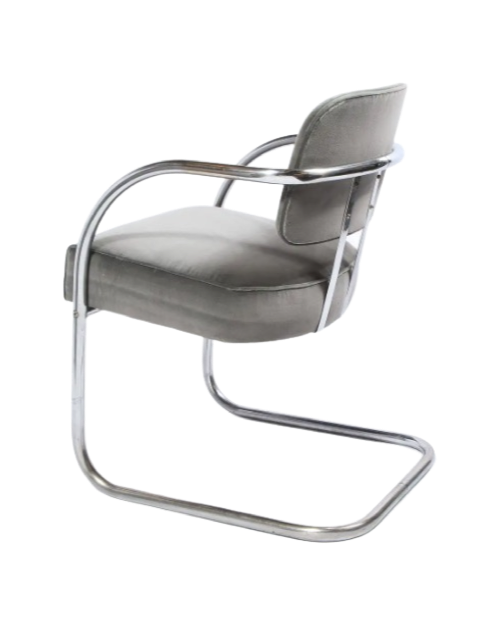 Pair of Art Deco Platinum Velvet Occasional Chairs