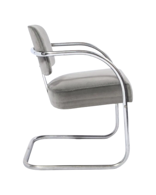 Pair of Art Deco Platinum Velvet Occasional Chairs