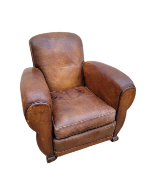 Distressed Cognac Leather Club Chair