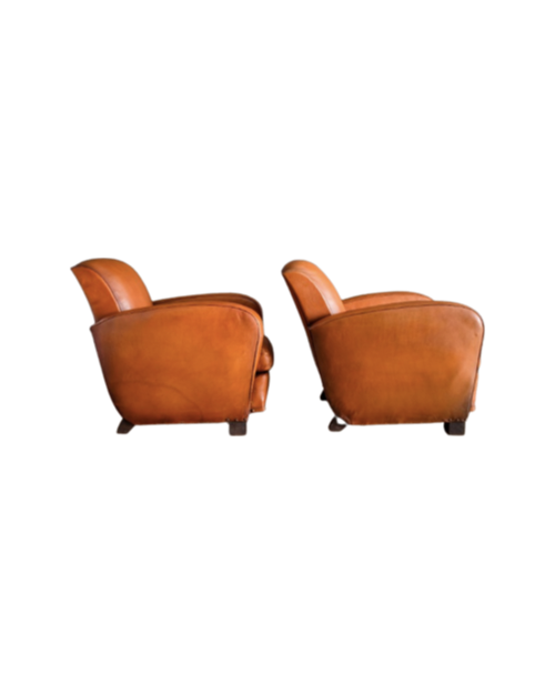Pair of Marsailles Paquebot Leather Club Chairs