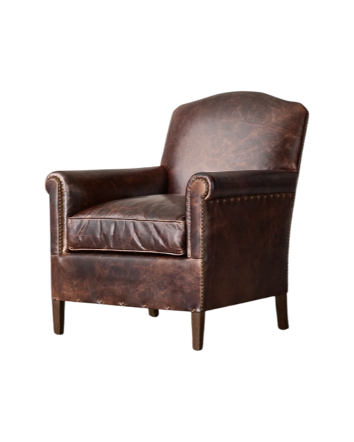French Camelback Leather Club Chair