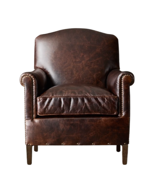 French Camelback Leather Club Chair