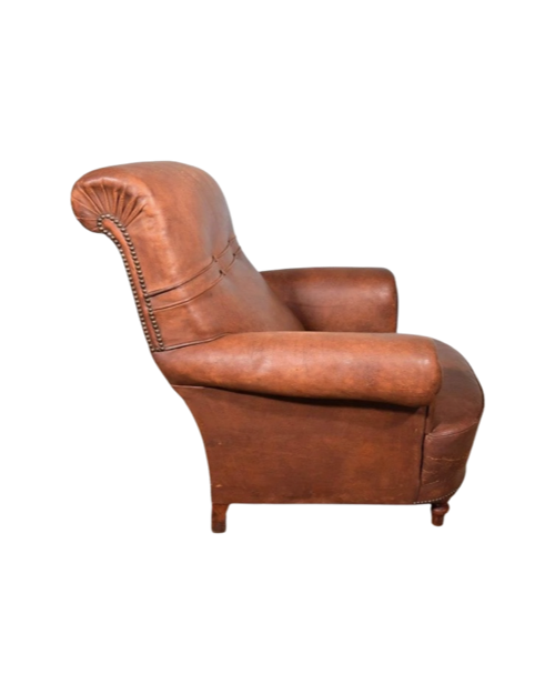 Vintage French Leather Upholstered Club Chair