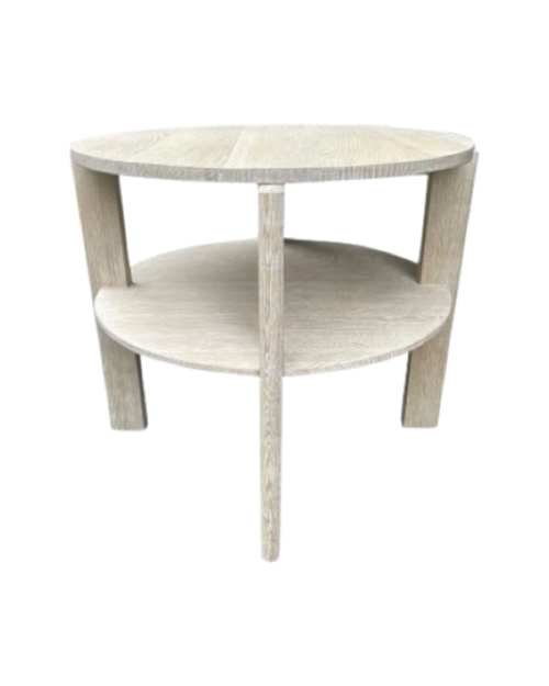 Cerused Oak Round Two Tiered Side Table