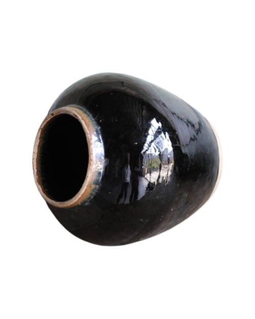 Glazed Obsidian Vase With Unfinished Base