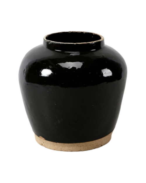 Glazed Obsidian Vase With Unfinished Base
