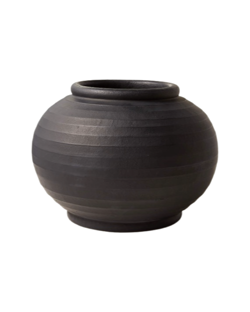 Leto Wide Black Vase