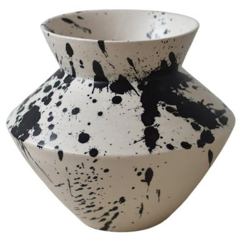 Matte Splattered Ceramic Rock Vase