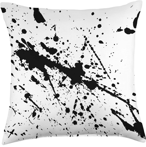 Black & White Paint Splatter Throw Pillow