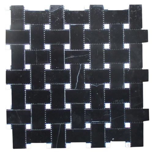 Nero Marquina Basketweave Mosaic Tile
