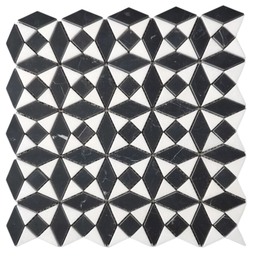 Black Marble Kaleidoscope Diamond Mosaic