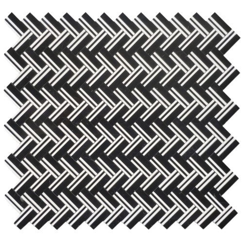 Black Marble Herringbone Mosaic