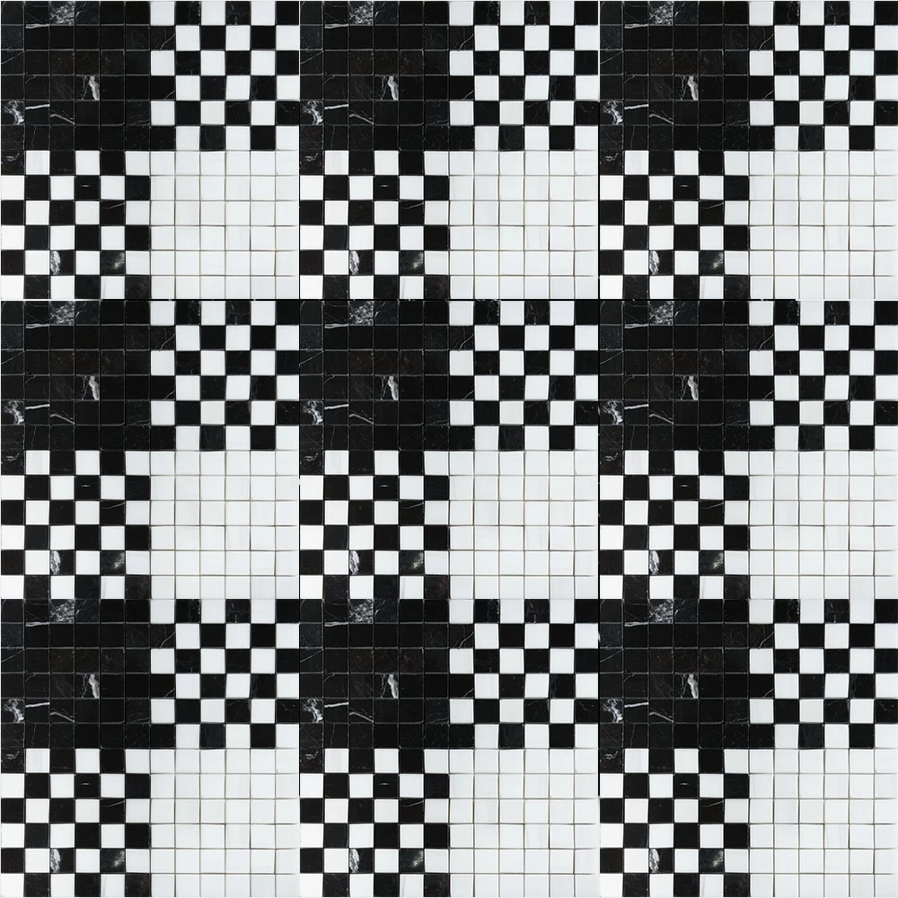 Bianco Dolomiti Marble Checkered Mosaic