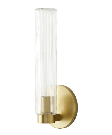 Fluted Glass Antique Brass Sconce