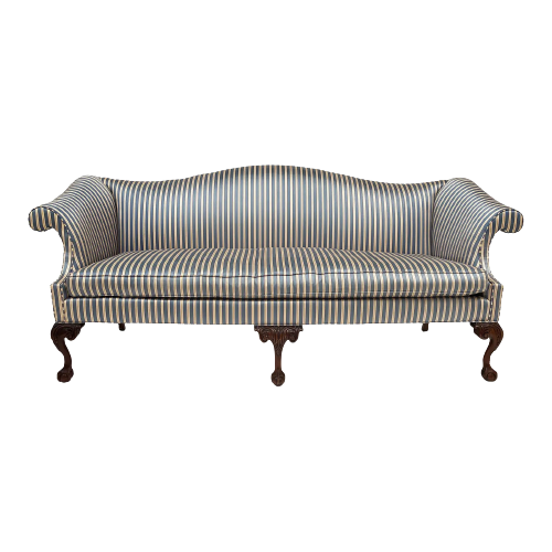 Satin Upholstered Chippendale Sofa