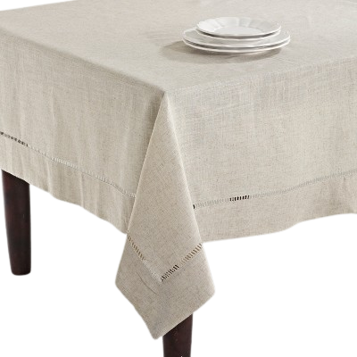 Natural Toscana Tablecloth With Hemstitched Border