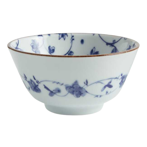 Small Blue And White Porcelain Floret Noodle Bowl