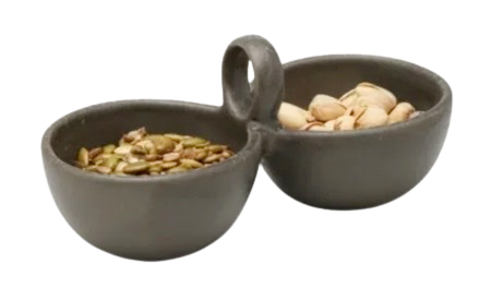 Desmond Gray Salt Glaze Snack Bowl Double, Pack Of 2