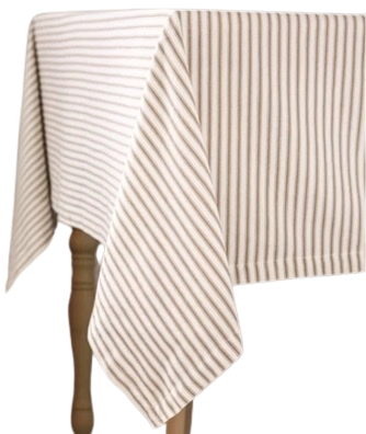 Tan Hannatou Square Striped Cotton Tablecloth