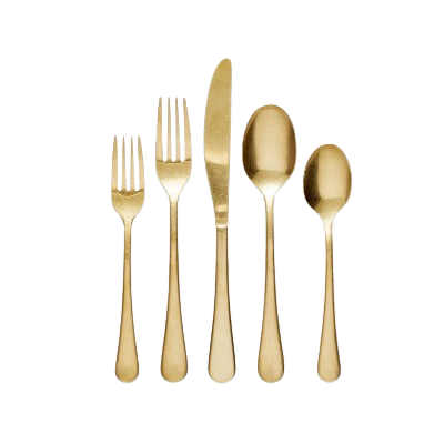 5pc Stainless Steel Flatware Set Gold