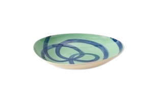 Deep Pea Green With Ink Swirl Pasta Plate