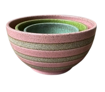 Set of Three Wheel Thrown Speckled Stoneware Nesting Bowls