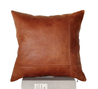 Terracotta Faux Leather Pillow Cover